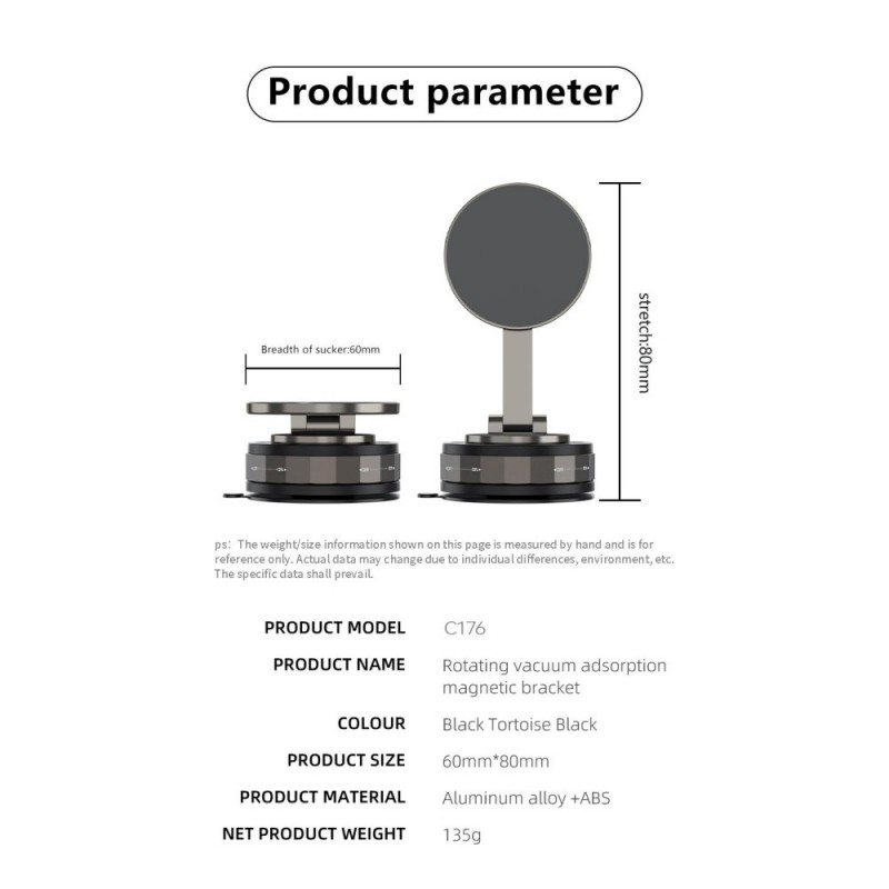 Βάση Αυτοκινήτου XO C176 Magnetic Suction Cup Car Holder Black