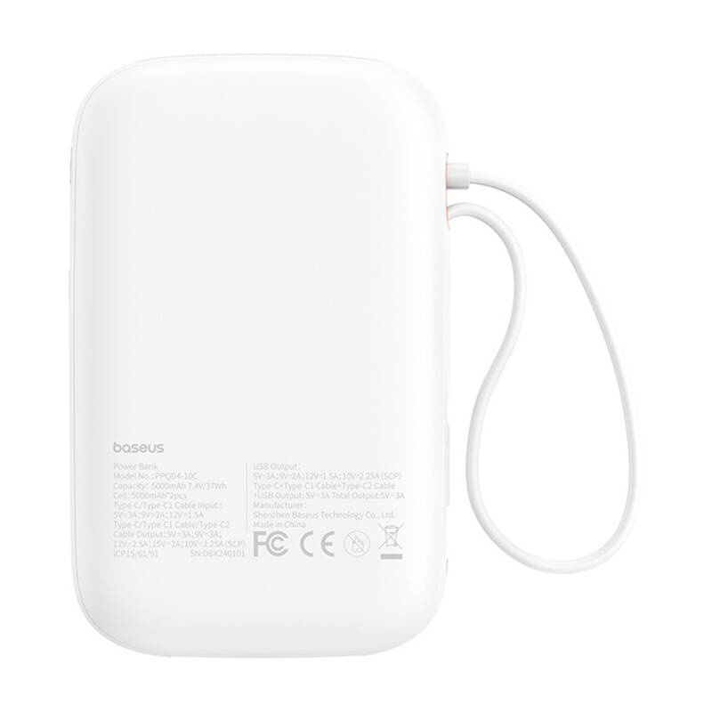 Εξωτερική Μπαταρία Baseus QPow 2 Powerbank 10000mAh 30W PD 2x Type-C White