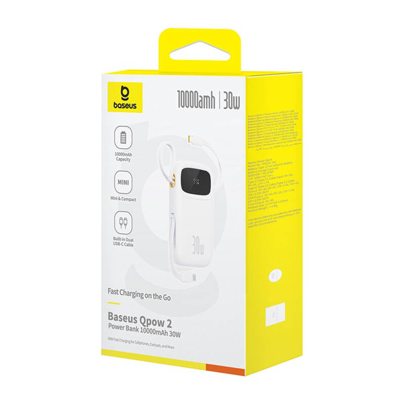 Εξωτερική Μπαταρία Baseus QPow 2 Powerbank 10000mAh 30W PD 2x Type-C White