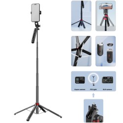 Selfie Stick Blavec Aluminium Fusion P-09 with Remote Controler Tripod 1.8m (SSFP09-TRB18) Black