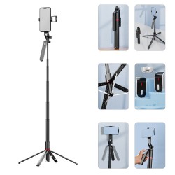 Selfie Stick Blavec Aluminium Fusion P-08 Tripod with Remote Controler & 1 Lamp 2.2m (SSFP08-TR1LB22) Black