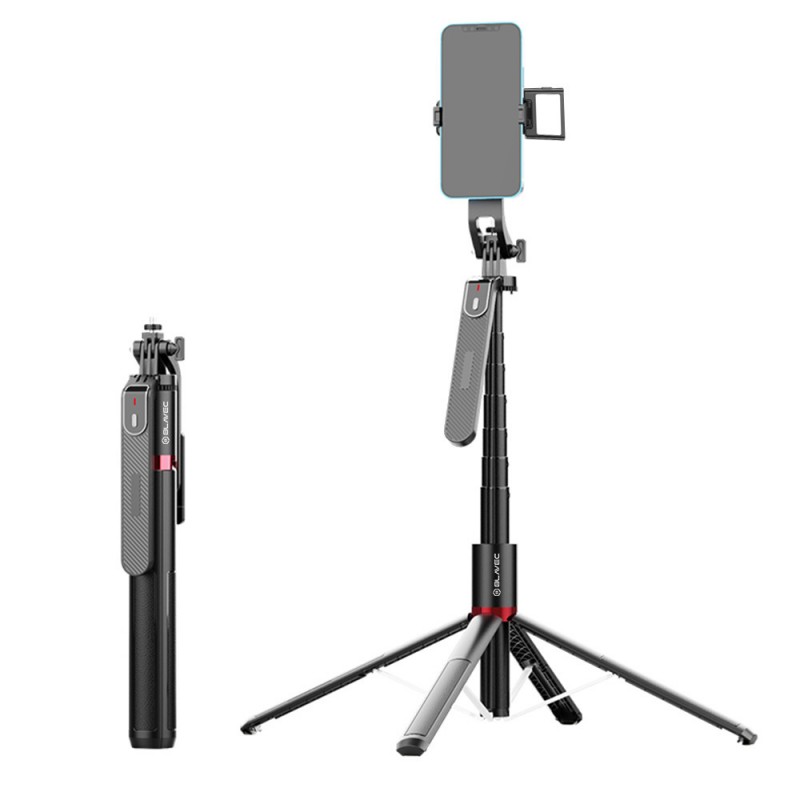 Selfie Stick Blavec Aluminium Fusion P-08 Tripod with Remote Controler & 1 Lamp 2.2m (SSFP08-TR1LB22) Black