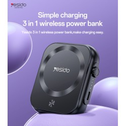 Εξωτερική Μπαταρία Yesido YP59 3 in 1 Type C Magnetic Induction Powerbank 5000mAh 15W Black