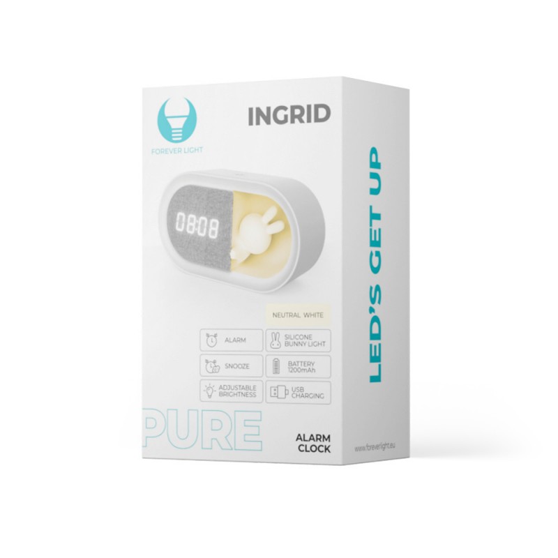 Ψηφιακό Ρολόι & Ξυπνητήρι Forever Light Ingrid Night Light Pure with LED Bunny White (FNL-05) Ψηφιακό Ρολόι & Ξυπνητήρι Forever Light Ingrid Night Light Pure with LED Bunny White (FNL-05)