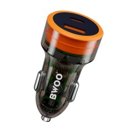 Φορτιστής Αυτοκινήτου BWOO PD Fast Charging USB-A USB-C Car Charger 38W Transparent Φορτιστής Αυτοκινήτου BWOO PD Fast Charging USB-A USB-C Car Charger 38W Transparent