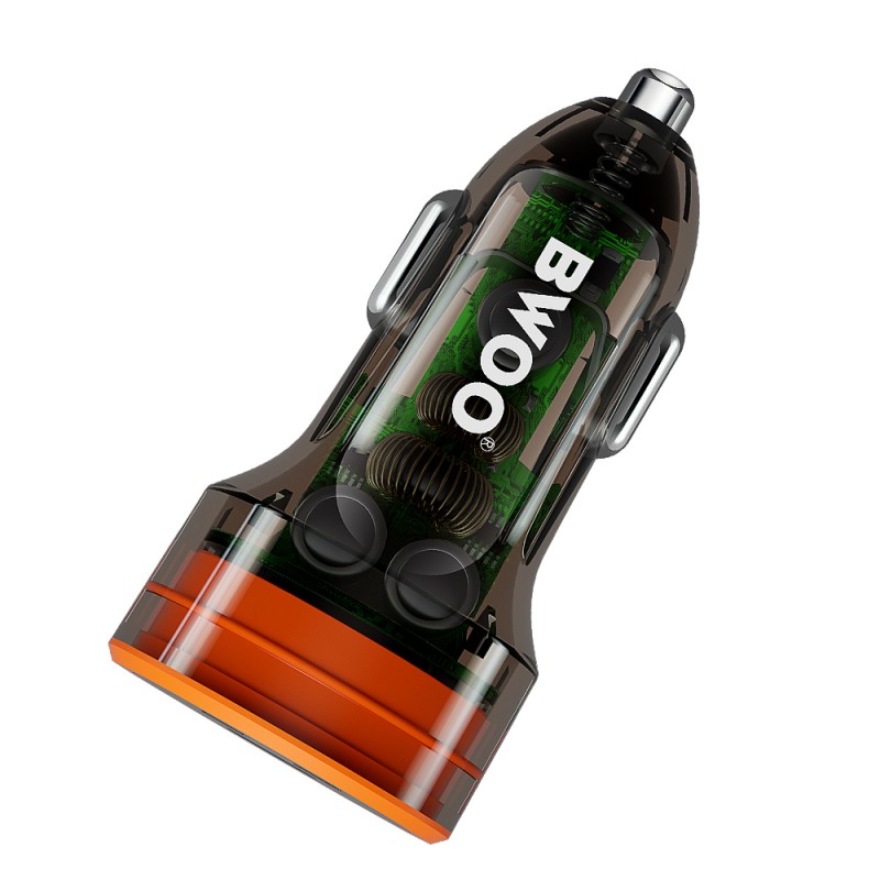 Φορτιστής Αυτοκινήτου BWOO PD Fast Charging USB-A USB-C Car Charger 38W Transparent Φορτιστής Αυτοκινήτου BWOO PD Fast Charging USB-A USB-C Car Charger 38W Transparent