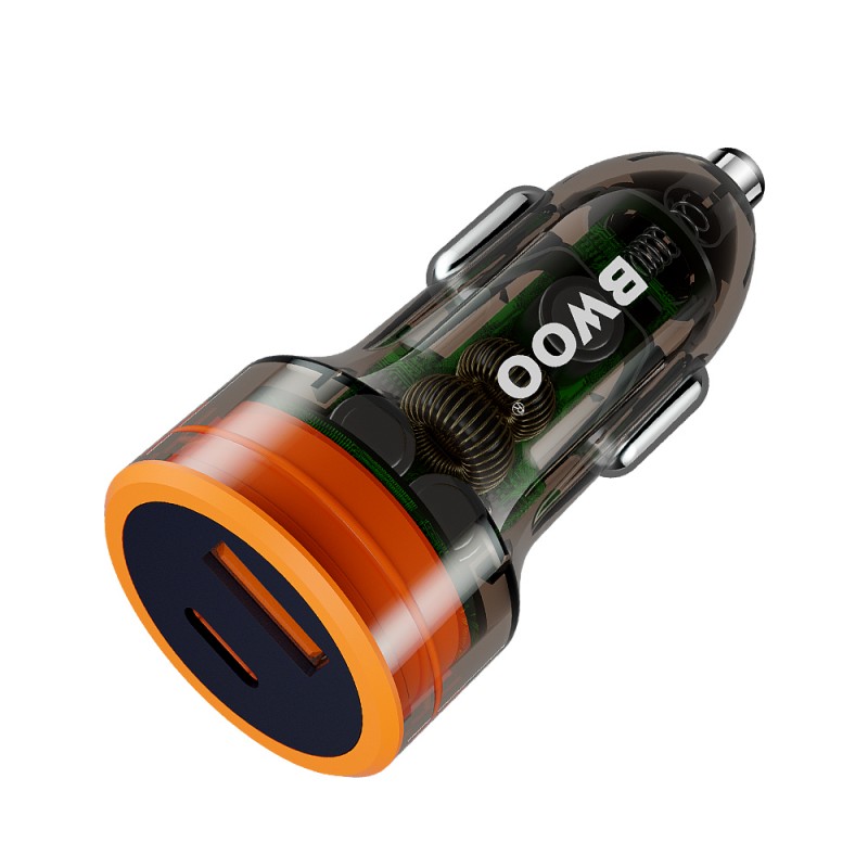 Φορτιστής Αυτοκινήτου BWOO PD Fast Charging USB-A USB-C Car Charger 38W Transparent Φορτιστής Αυτοκινήτου BWOO PD Fast Charging USB-A USB-C Car Charger 38W Transparent