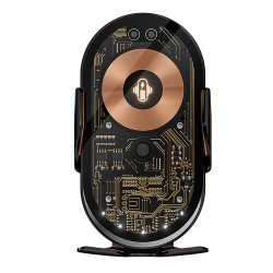 Βάση Αυτοκινήτου Qualo Transparent Car Air Vent Holder with Charging 15W Space Grey (QTUS-K-15-07)