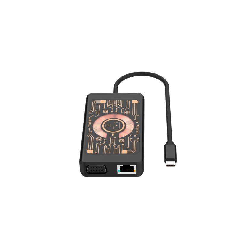 Αντάπτορας QUALO Transparent Inductive Charger with HUB Function Grey (QTPB5-HUB-18)