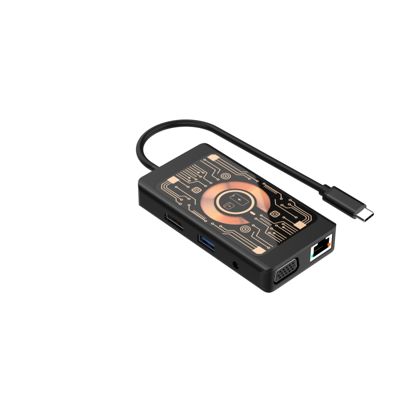 Αντάπτορας QUALO Transparent Inductive Charger with HUB Function Grey (QTPB5-HUB-18)