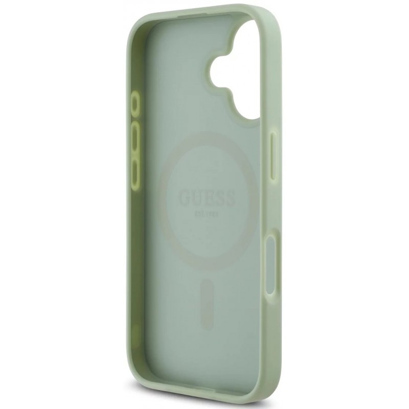 Θήκη Guess PU Grained Classic Logo MagSafe Case Apple iPhone 16 (6.1") Green