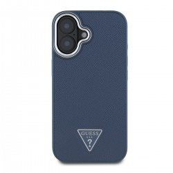 Θήκη Guess PU Grained Triangle Logo Case Apple iPhone 16 (6.1") Blue