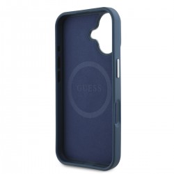 Θήκη Guess PU Grained Triangle Logo Case Apple iPhone 16 (6.1") Blue