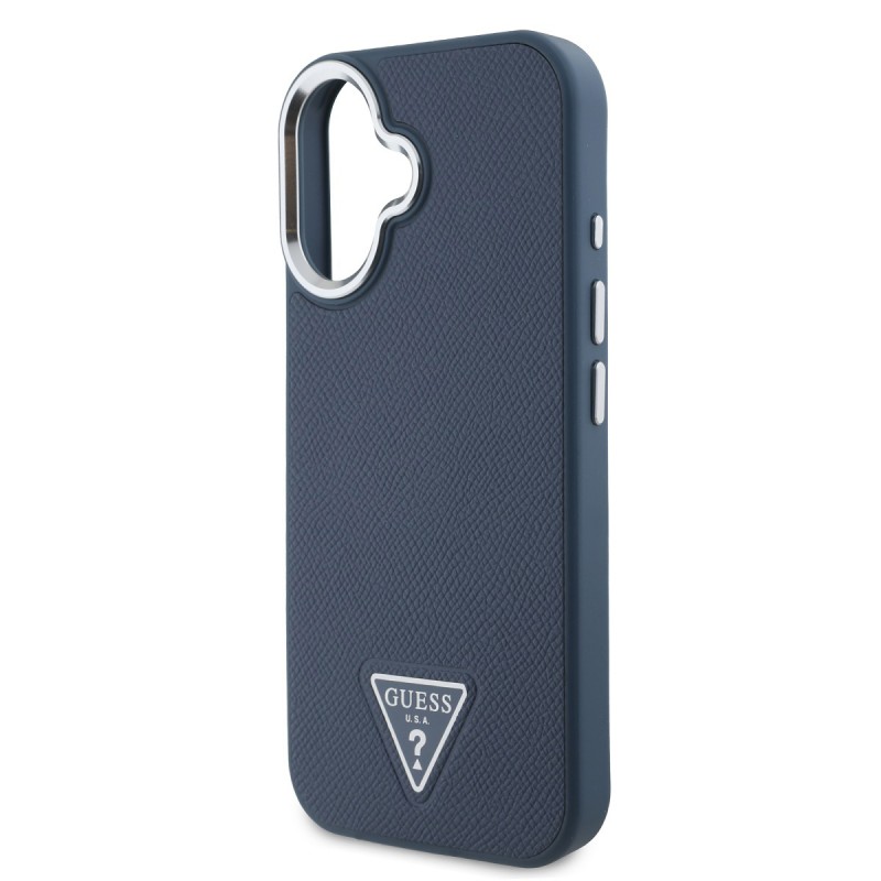 Θήκη Guess PU Grained Triangle Logo Case Apple iPhone 16 (6.1") Blue