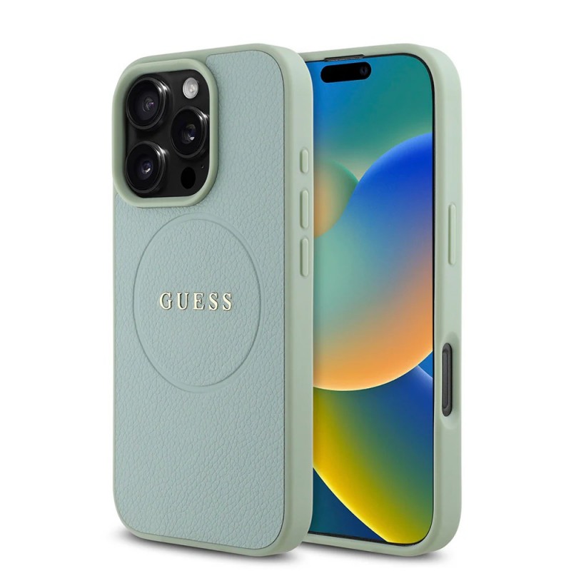 Θήκη Guess PU Grained Classic Logo MagSafe Case Apple iPhone 16 Pro Max (6.9") Green