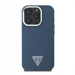 Θήκη Guess PU Grained Triangle Logo Case Apple iPhone 16 Pro Max (6.9") Blue