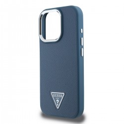 Θήκη Guess PU Grained Triangle Logo Case Apple iPhone 16 Pro Max (6.9") Blue