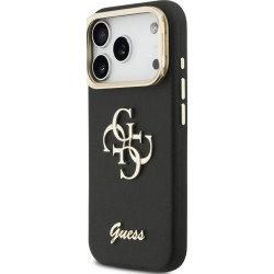 Θήκη Guess PU Grained 4G Logo Stand Camera Frame Cover for iPhone 17 Pro (6.3") Black