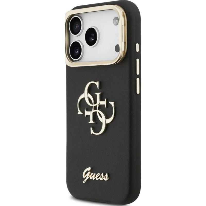 Θήκη Guess PU Grained 4G Logo Stand Camera Frame Cover for iPhone 17 Pro (6.3") Black