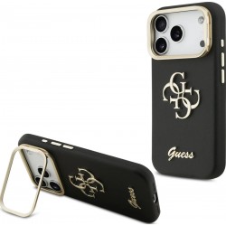 Θήκη Guess PU Grained 4G Logo Stand Camera Frame Cover for iPhone 17 Pro (6.3") Black