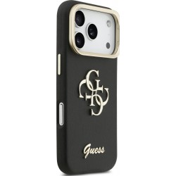 Θήκη Guess PU Grained 4G Logo Stand Camera Frame Cover for iPhone 17 Pro (6.3") Black