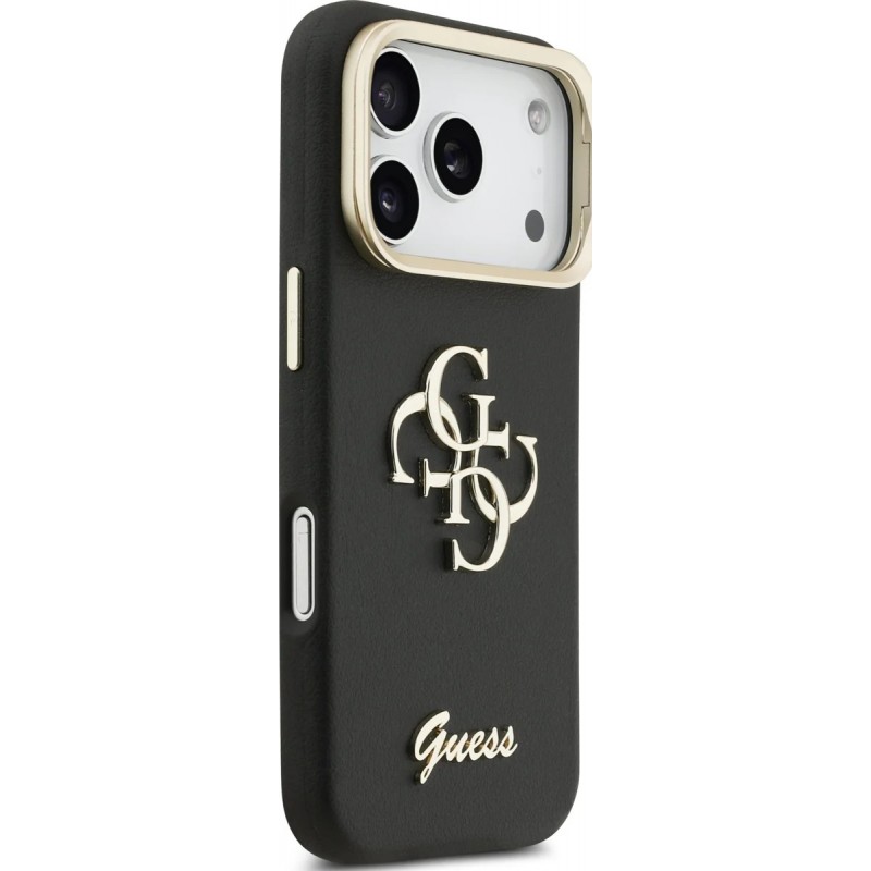 Θήκη Guess PU Grained 4G Logo Stand Camera Frame Cover for iPhone 17 Pro (6.3") Black