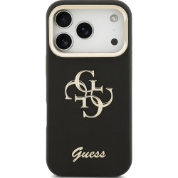 Θήκη Guess PU Grained 4G Logo Stand Camera Frame Cover for iPhone 17 Pro (6.3") Black