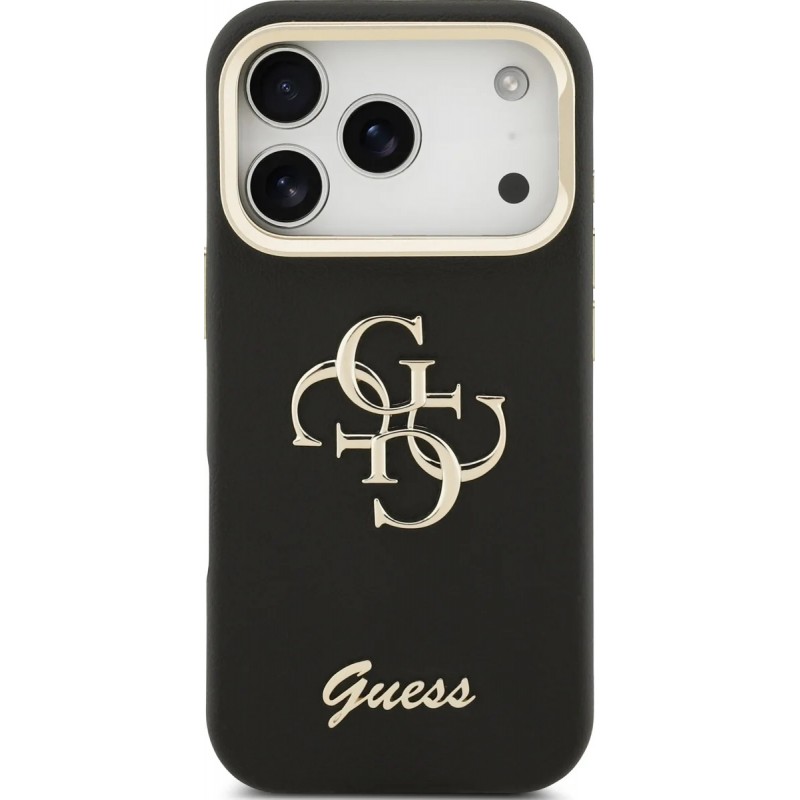 Θήκη Guess PU Grained 4G Logo Stand Camera Frame Cover for iPhone 17 Pro (6.3") Black