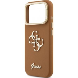 Θήκη Guess PU Grained 4G Logo Stand Camera Frame Cover Apple iPhone 17 Pro (6.3") Brown