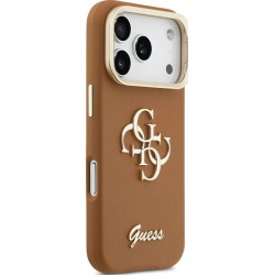 Θήκη Guess PU Grained 4G Logo Stand Camera Frame Cover Apple iPhone 17 Pro (6.3") Brown