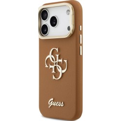 Θήκη Guess PU Grained 4G Logo Stand Camera Frame Cover Apple iPhone 17 Pro (6.3") Brown