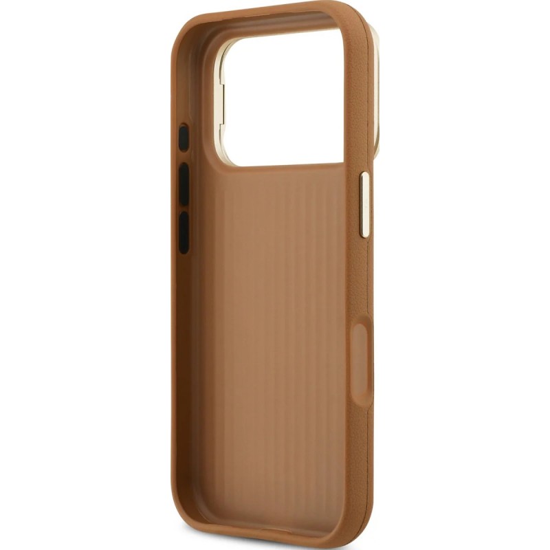 Θήκη Guess PU Grained 4G Logo Stand Camera Frame Cover Apple iPhone 17 Pro (6.3") Brown