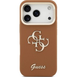 Θήκη Guess PU Grained 4G Logo Stand Camera Frame Cover Apple iPhone 17 Pro (6.3") Brown