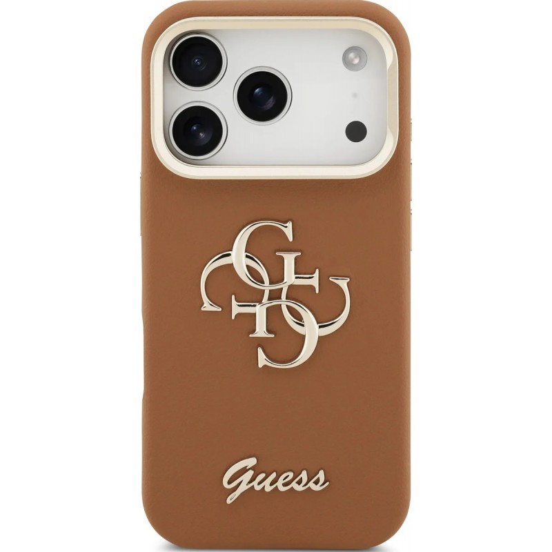 Θήκη Guess PU Grained 4G Logo Stand Camera Frame Cover Apple iPhone 17 Pro (6.3") Brown