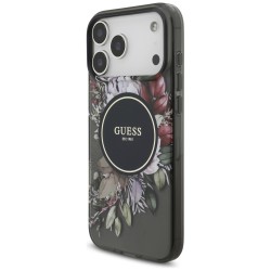 Θήκη Guess IML Flowers Strap MagSafe Cover Apple iPhone 17 Pro Max (6.9") Black