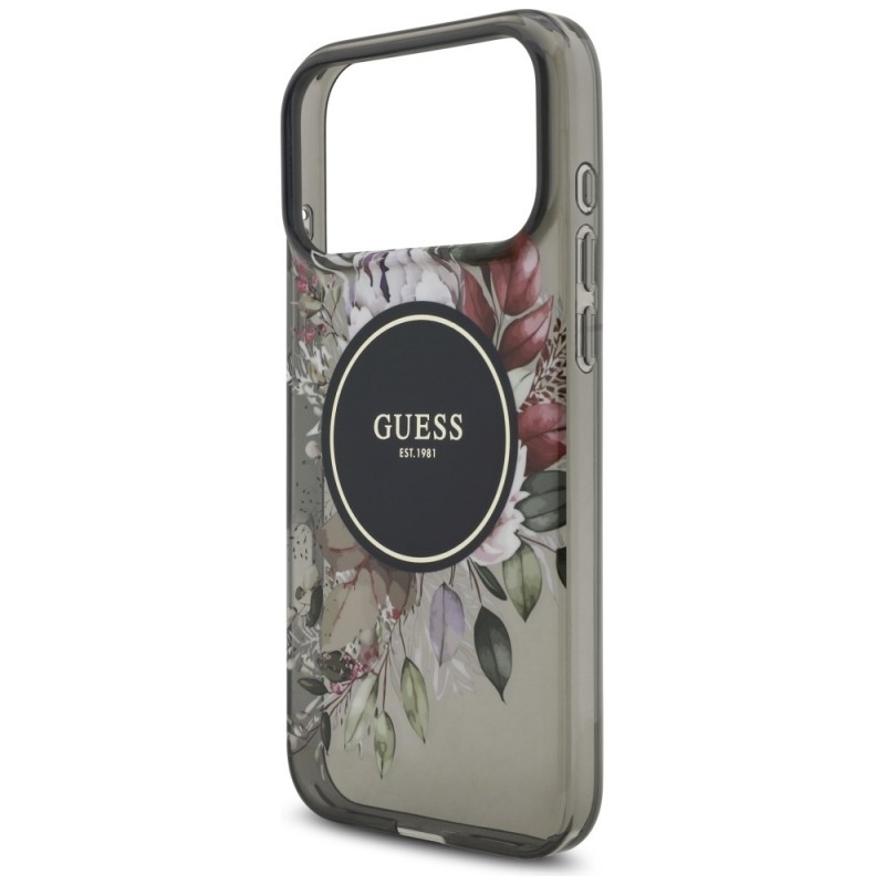 Θήκη Guess IML Flowers Strap MagSafe Cover Apple iPhone 17 Pro Max (6.9") Black