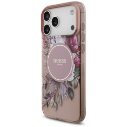 Θήκη Guess IML Flowers Strap MagSafe Cover Apple iPhone 17 Pro Max (6.9") Pink
