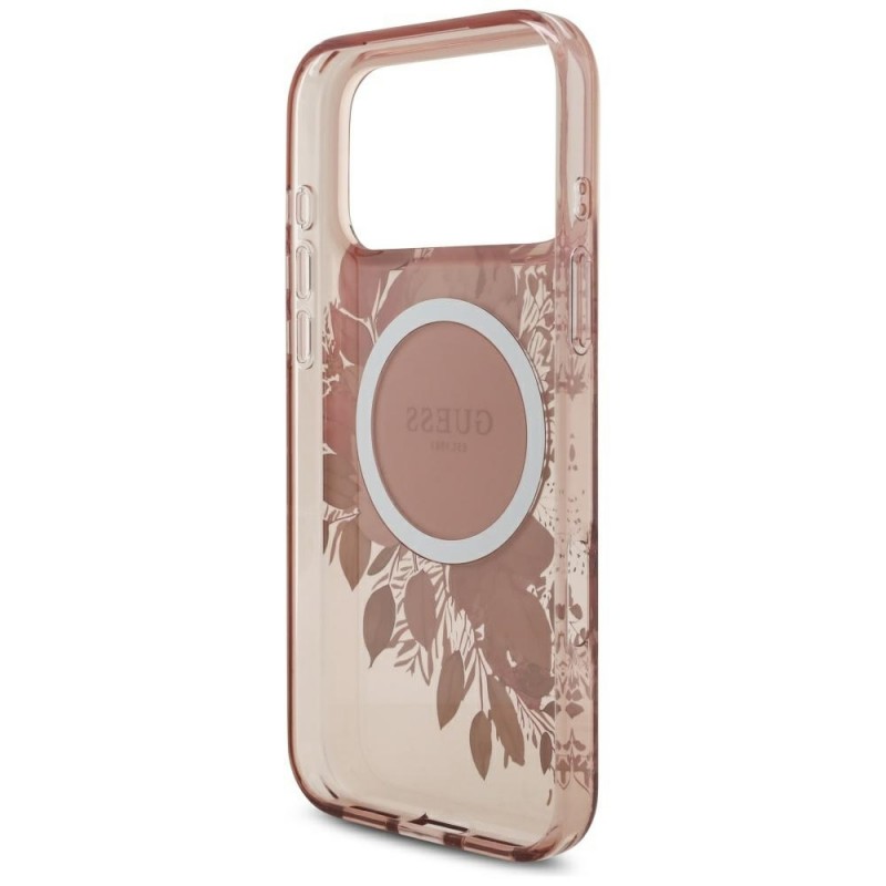 Θήκη Guess IML Flowers Strap MagSafe Cover Apple iPhone 17 Pro Max (6.9") Pink