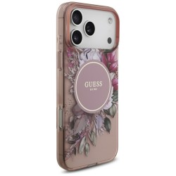 Θήκη Guess IML Flowers Strap MagSafe Cover Apple iPhone 17 Pro Max (6.9") Pink