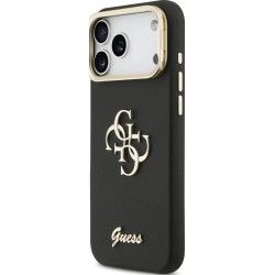 Θήκη Guess PU Grained 4G Logo Stand Camera Frame Cover Apple iPhone 17 Pro Max (6.9") Black