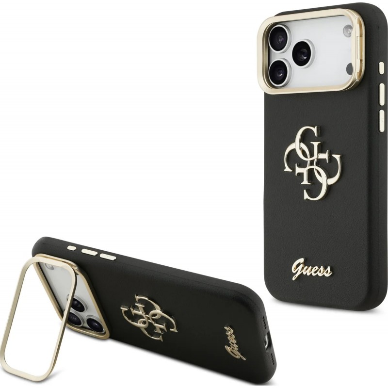 Θήκη Guess PU Grained 4G Logo Stand Camera Frame Cover Apple iPhone 17 Pro Max (6.9") Black