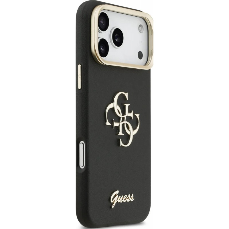 Θήκη Guess PU Grained 4G Logo Stand Camera Frame Cover Apple iPhone 17 Pro Max (6.9") Black