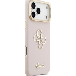 Θήκη Guess PU Grained 4G Logo Stand Camera Frame Cover Apple iPhone 17 Pro Max (6.9") Pink
