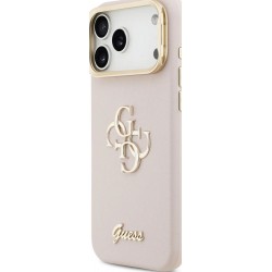 Θήκη Guess PU Grained 4G Logo Stand Camera Frame Cover Apple iPhone 17 Pro Max (6.9") Pink