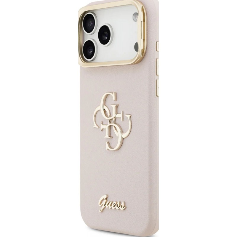 Θήκη Guess PU Grained 4G Logo Stand Camera Frame Cover Apple iPhone 17 Pro Max (6.9") Pink