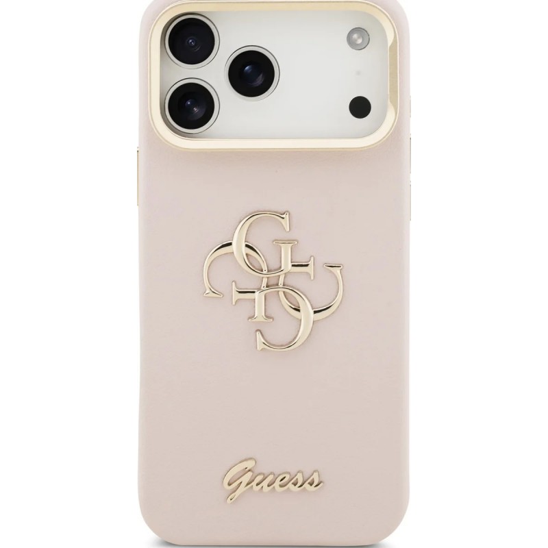 Θήκη Guess PU Grained 4G Logo Stand Camera Frame Cover Apple iPhone 17 Pro Max (6.9") Pink