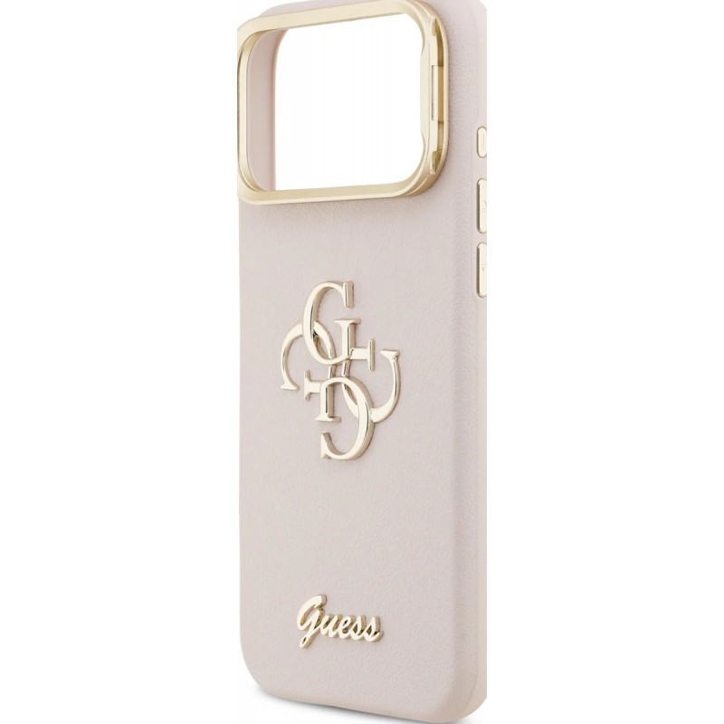 Θήκη Guess PU Grained 4G Logo Stand Camera Frame Cover Apple iPhone 17 Pro Max (6.9") Pink