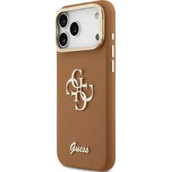 Θήκη Guess PU Grained 4G Logo Stand Camera Frame Cover Apple iPhone 17 Pro Max (6.9") Brown