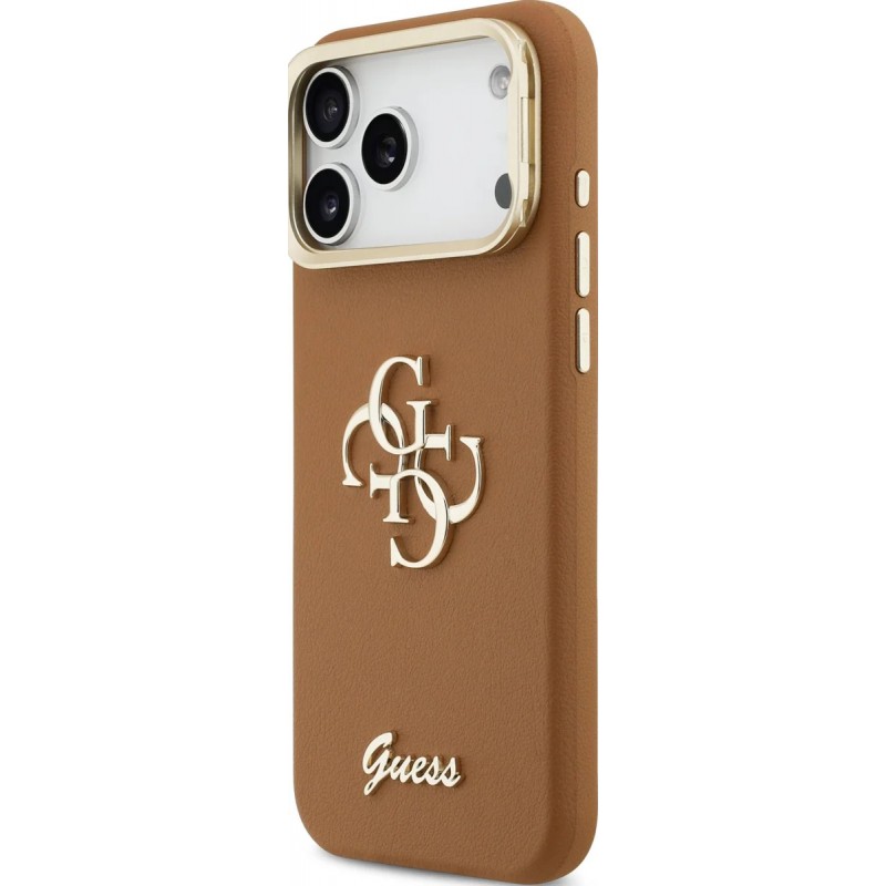 Θήκη Guess PU Grained 4G Logo Stand Camera Frame Cover Apple iPhone 17 Pro Max (6.9") Brown