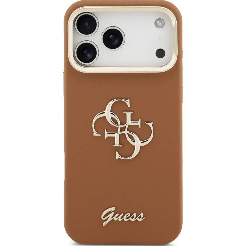 Θήκη Guess PU Grained 4G Logo Stand Camera Frame Cover Apple iPhone 17 Pro Max (6.9") Brown